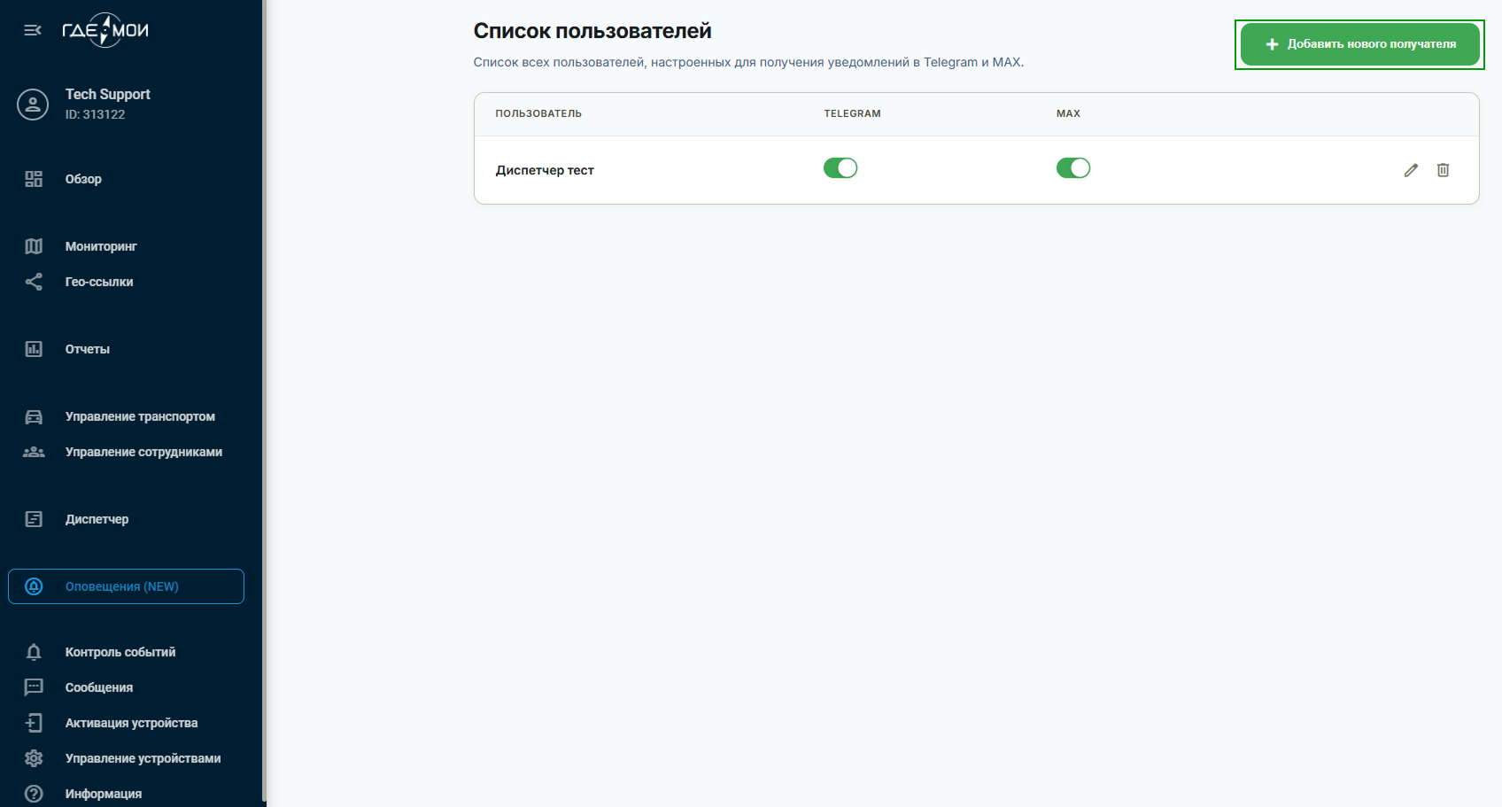 Список пользователей